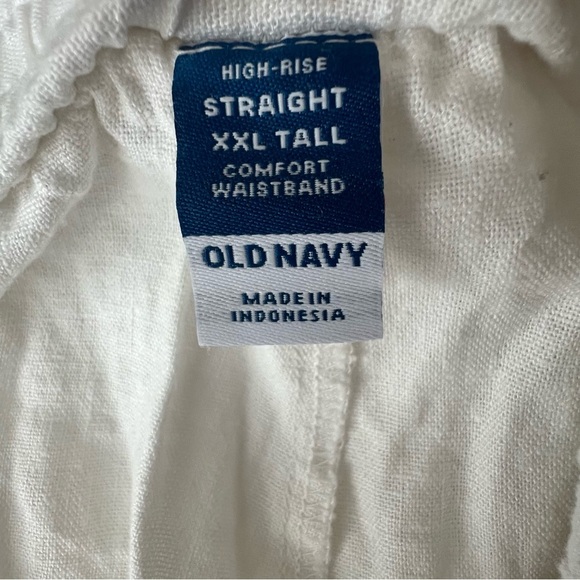 New Old Navy High Rise Linen Blend Straight Pants Comfort  XXL TALL White Beach - Picture 8 of 14